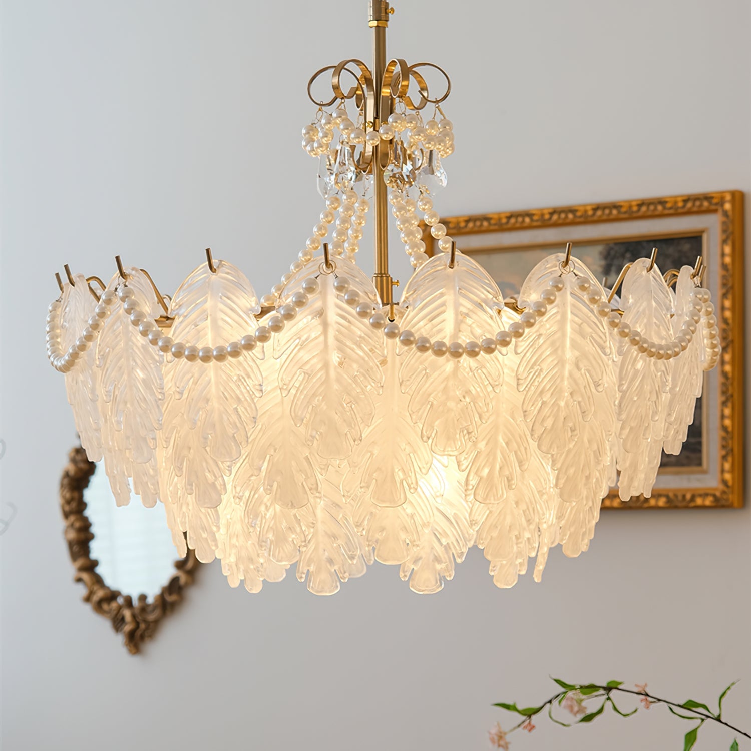 Feather Glass Chandelier - Lumpaz