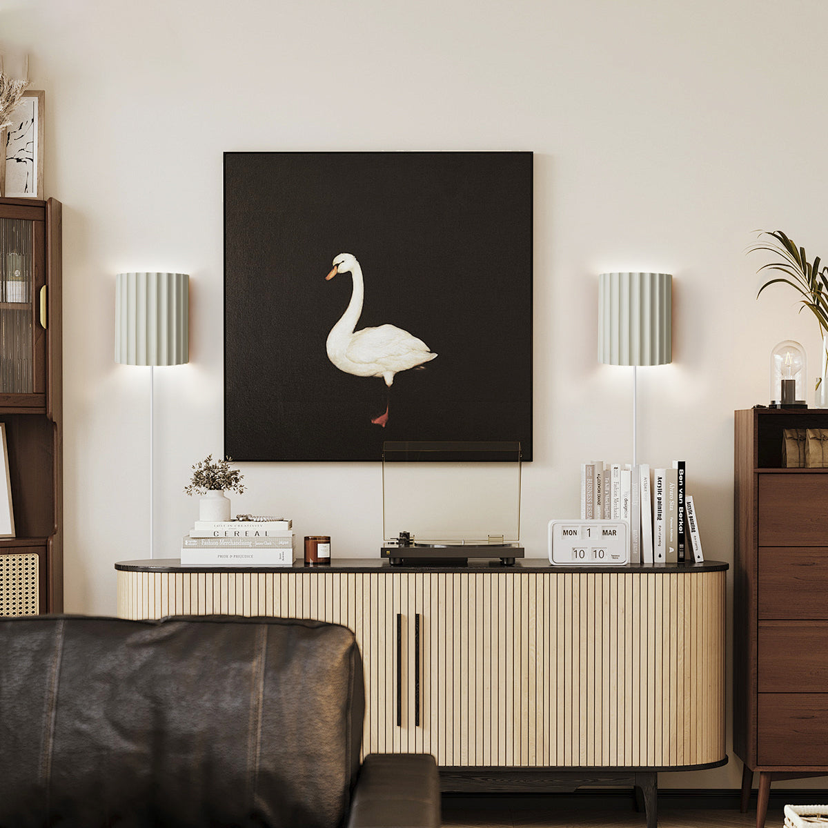 Fluted Resin Plug In Wall Lamp - Lumpaz