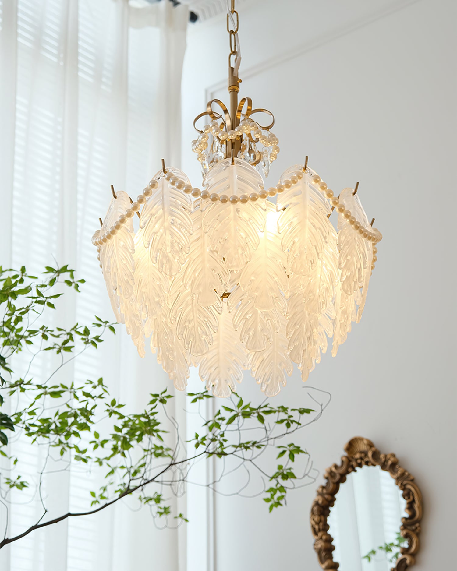Feather Glass Chandelier - Lumpaz