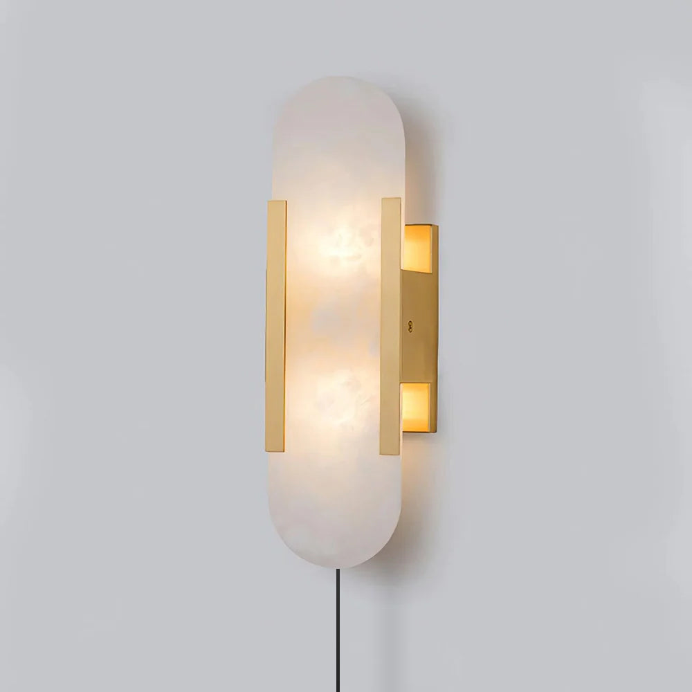 Geometric Harmony Alabaster Plug In Wall Lamp - Lumpaz