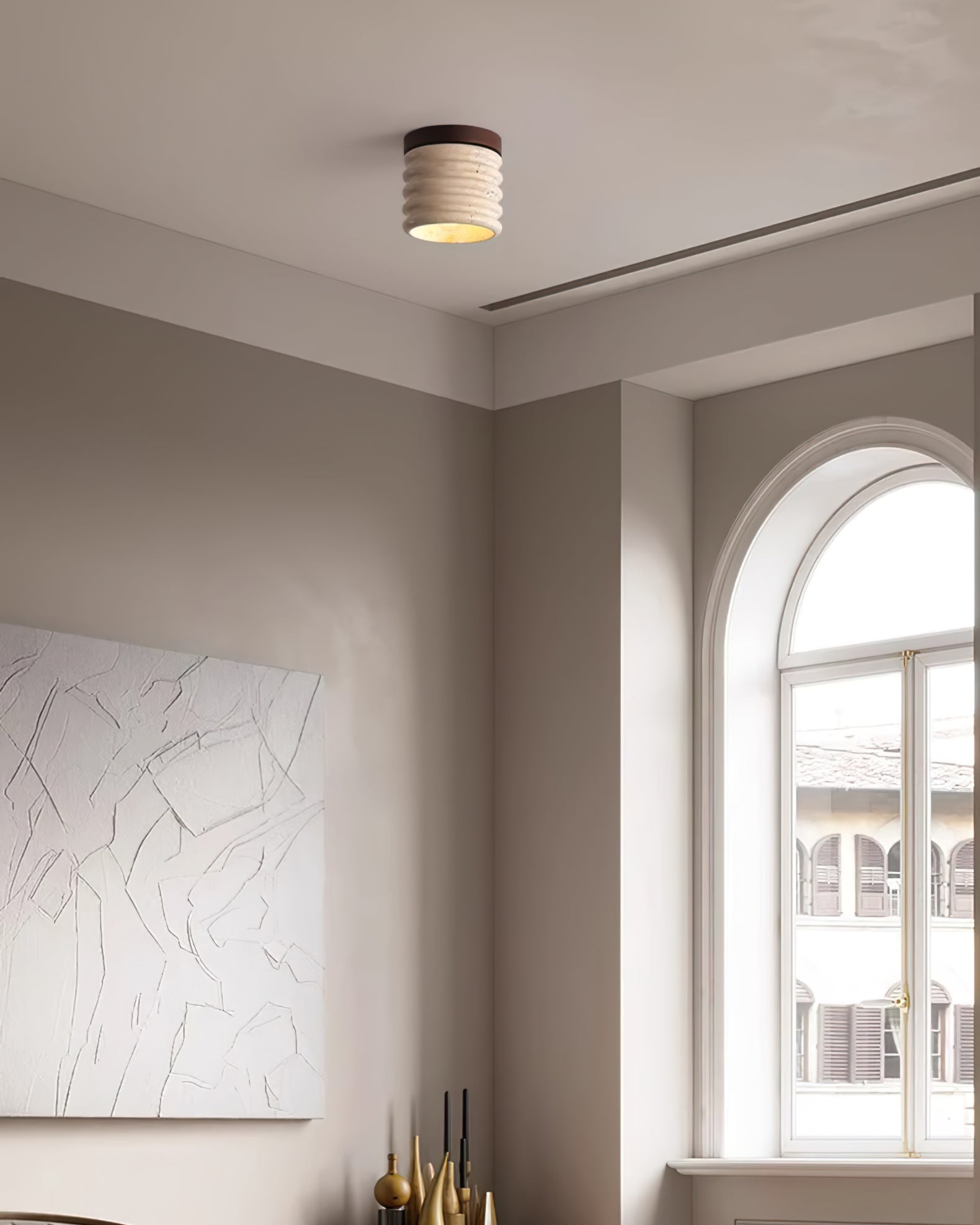 Vaarnii Travertine Ceiling Lamp - Lumpaz