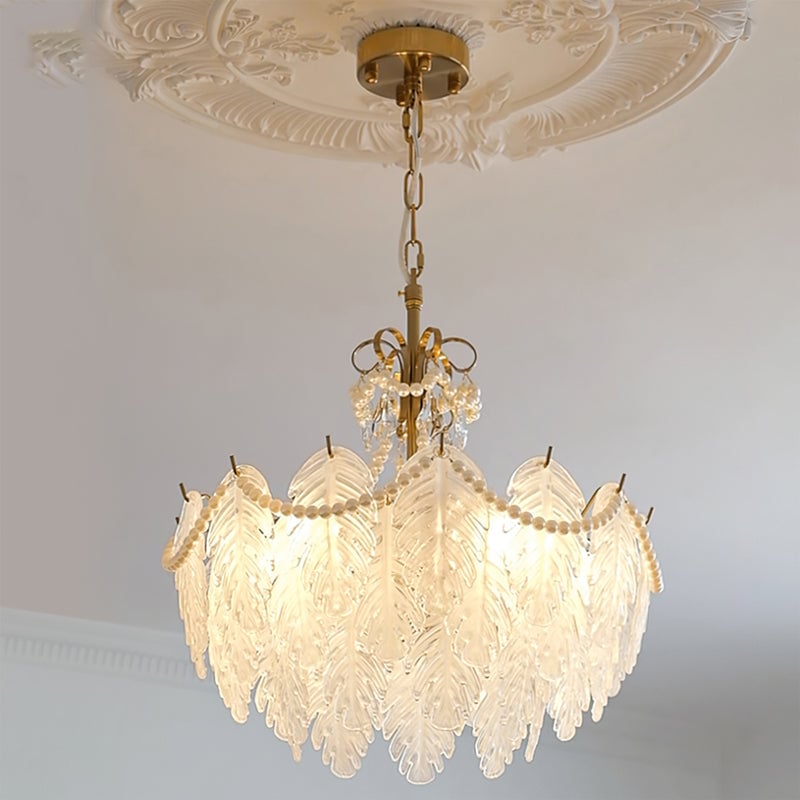 Feather Glass Chandelier - Lumpaz