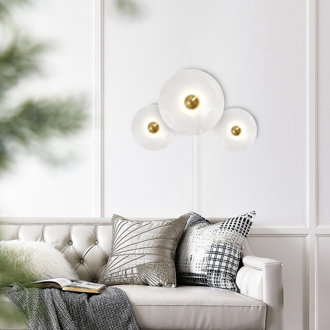 Round Alabaster Combination Plug In Wall Lamp - Lumpaz