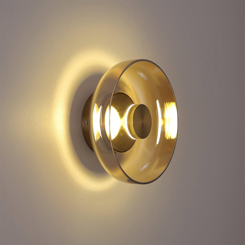 Modern Clear Round LED Glass Wall Sconce - Lumpaz