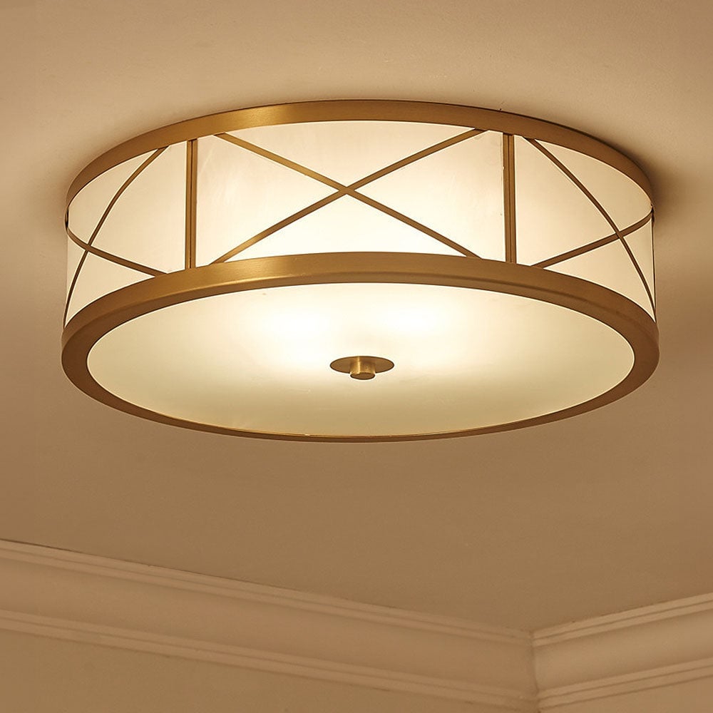 Antique Geometry Glass Drum Ceiling Light - Lumpaz