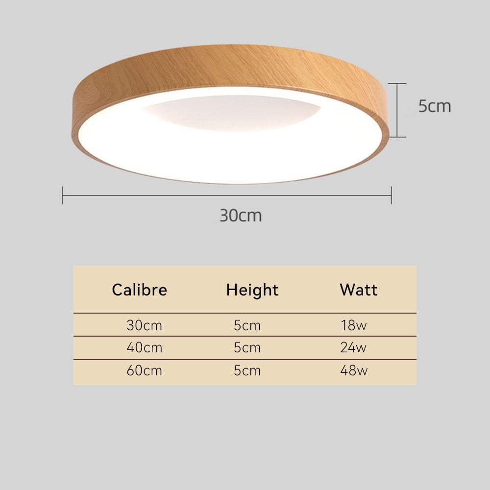 Natural Wood Round LED Ceiling Light - Lumpaz