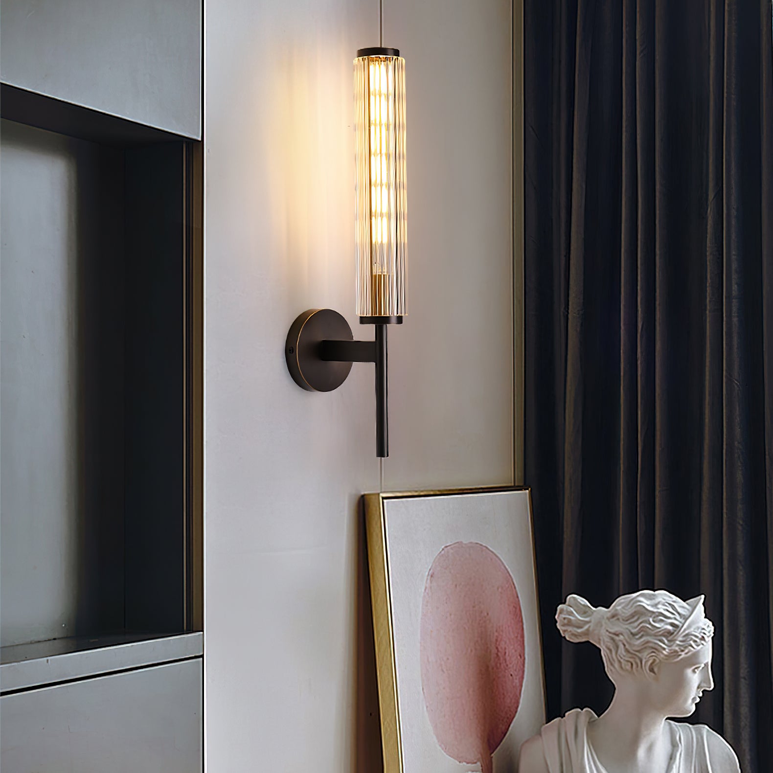 Glass Linear Brass Wall Light - Lumpaz