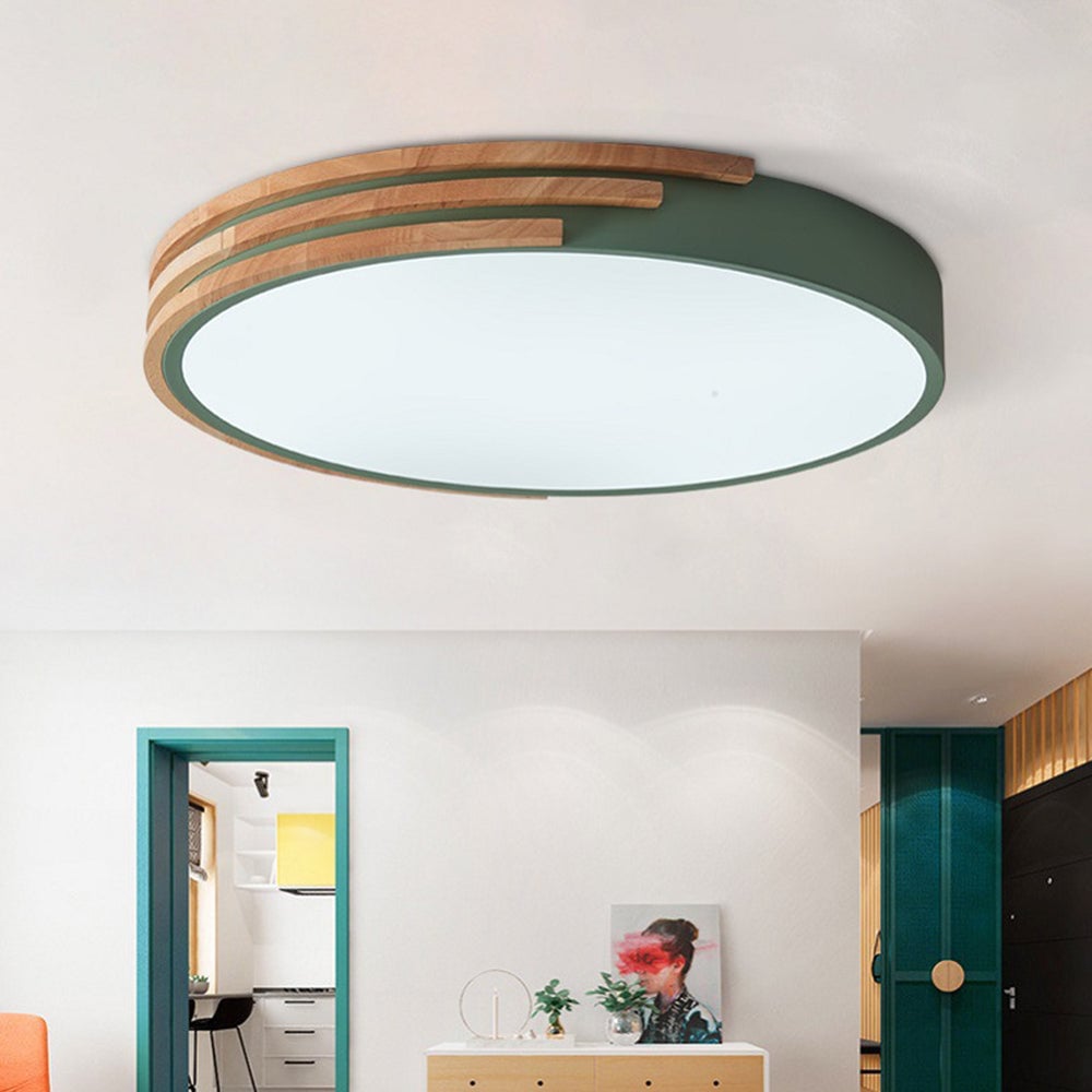 Round LED Dimmable Wood Ceiling Lamp - Lumpaz