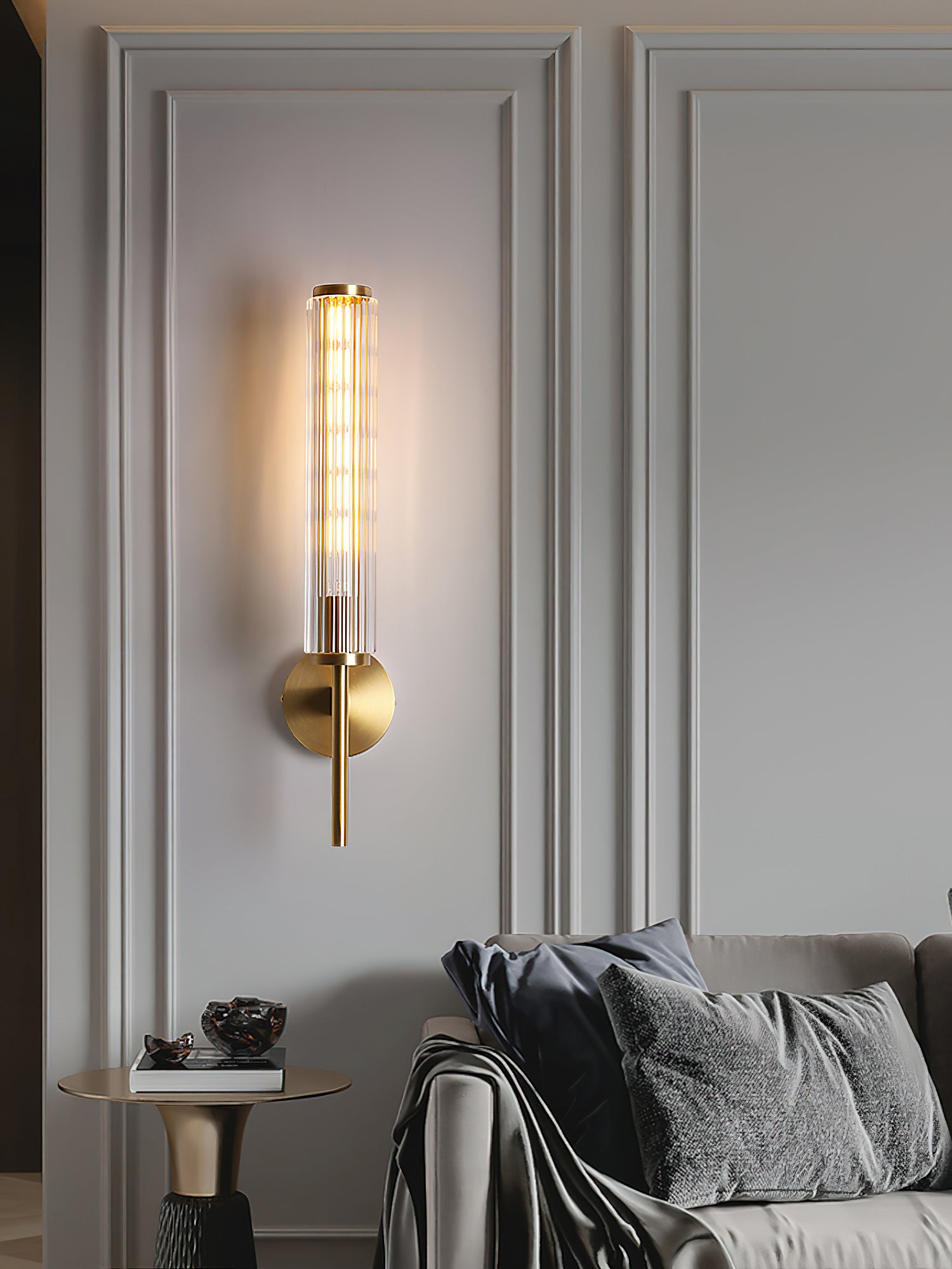 Glass Linear Brass Wall Light - Lumpaz