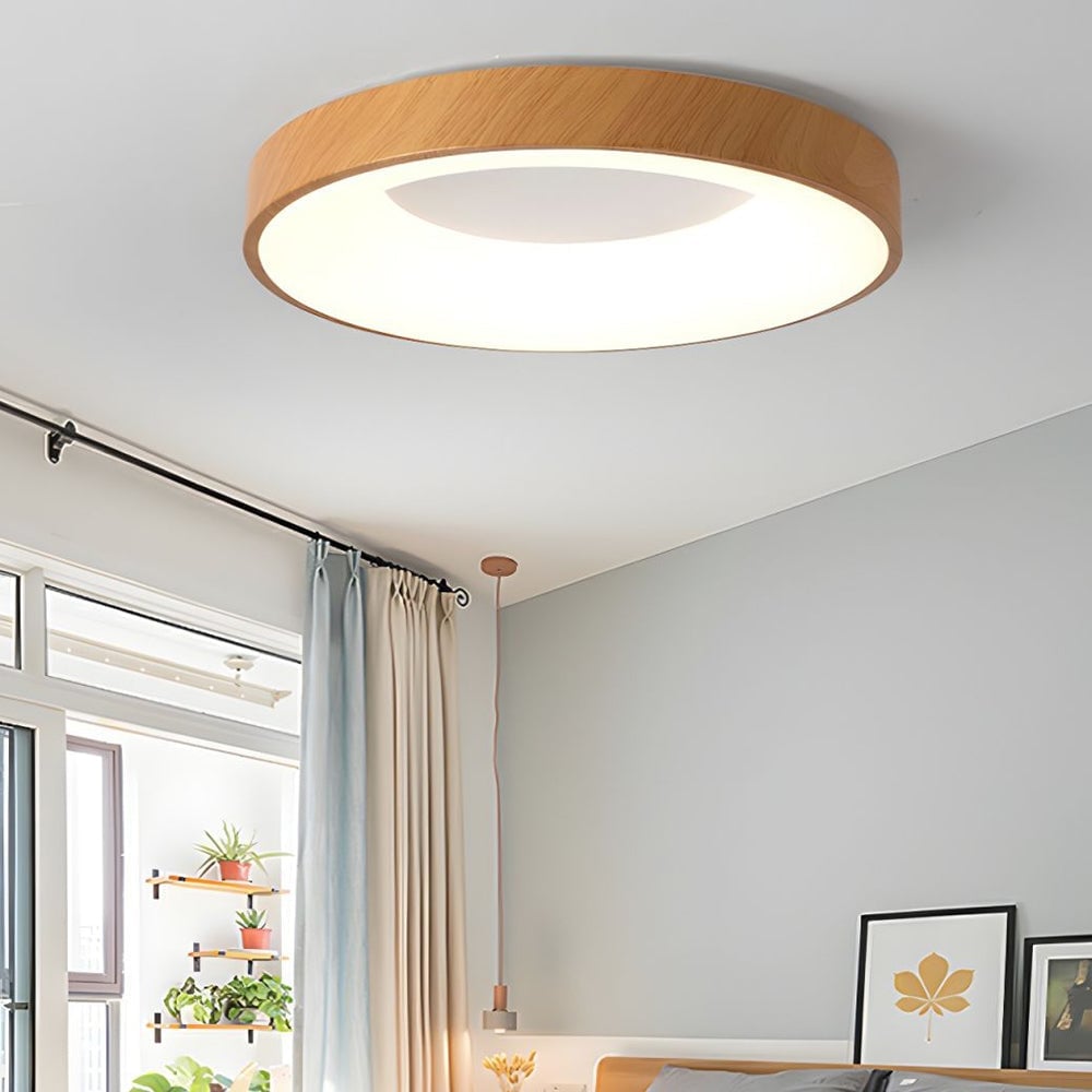 Natural Wood Round LED Ceiling Light - Lumpaz