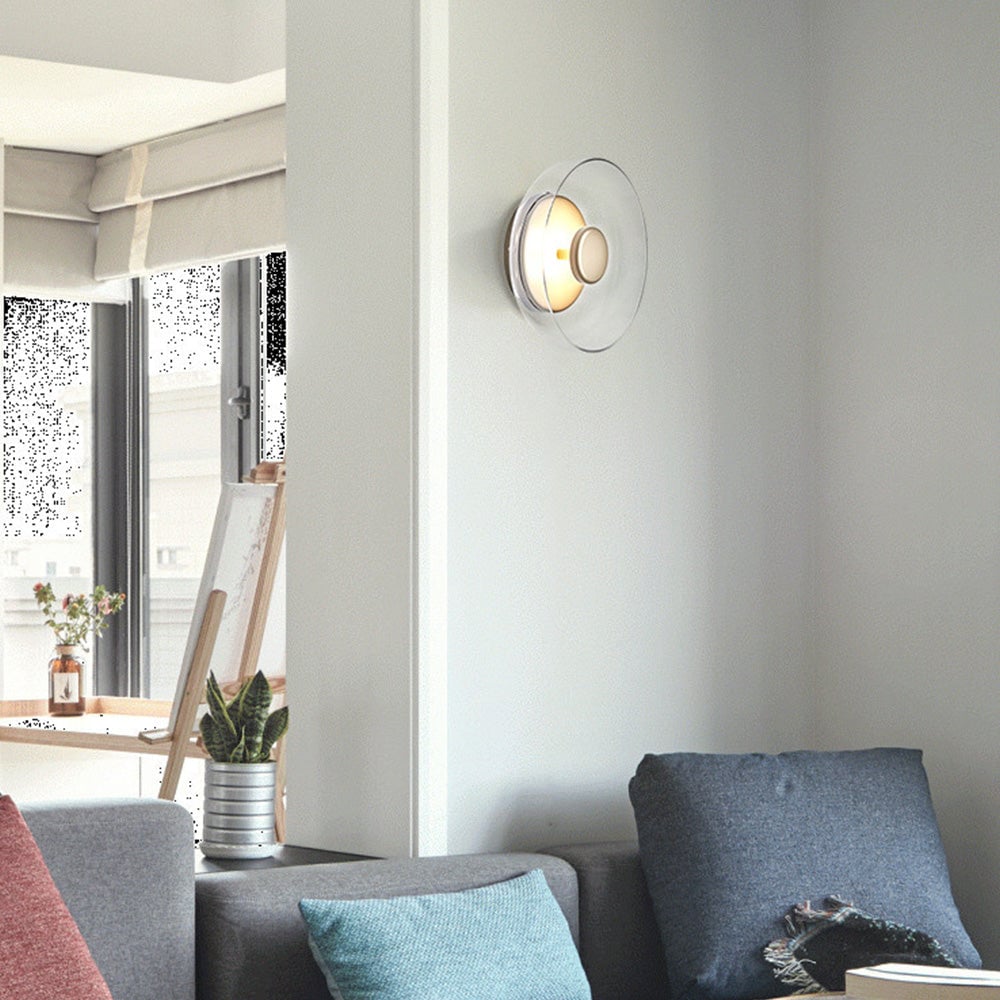 Modern Clear Round LED Glass Wall Sconce - Lumpaz