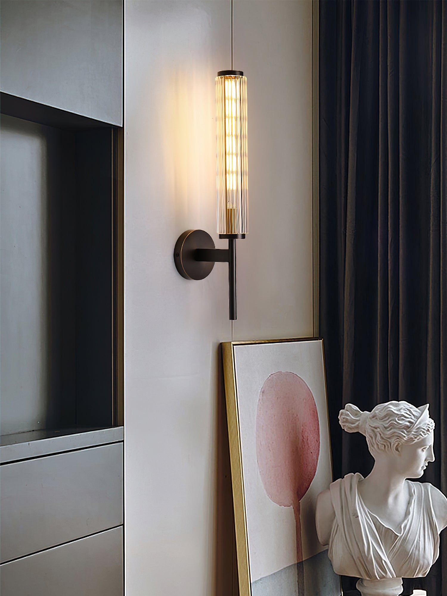 Glass Linear Brass Wall Light - Lumpaz