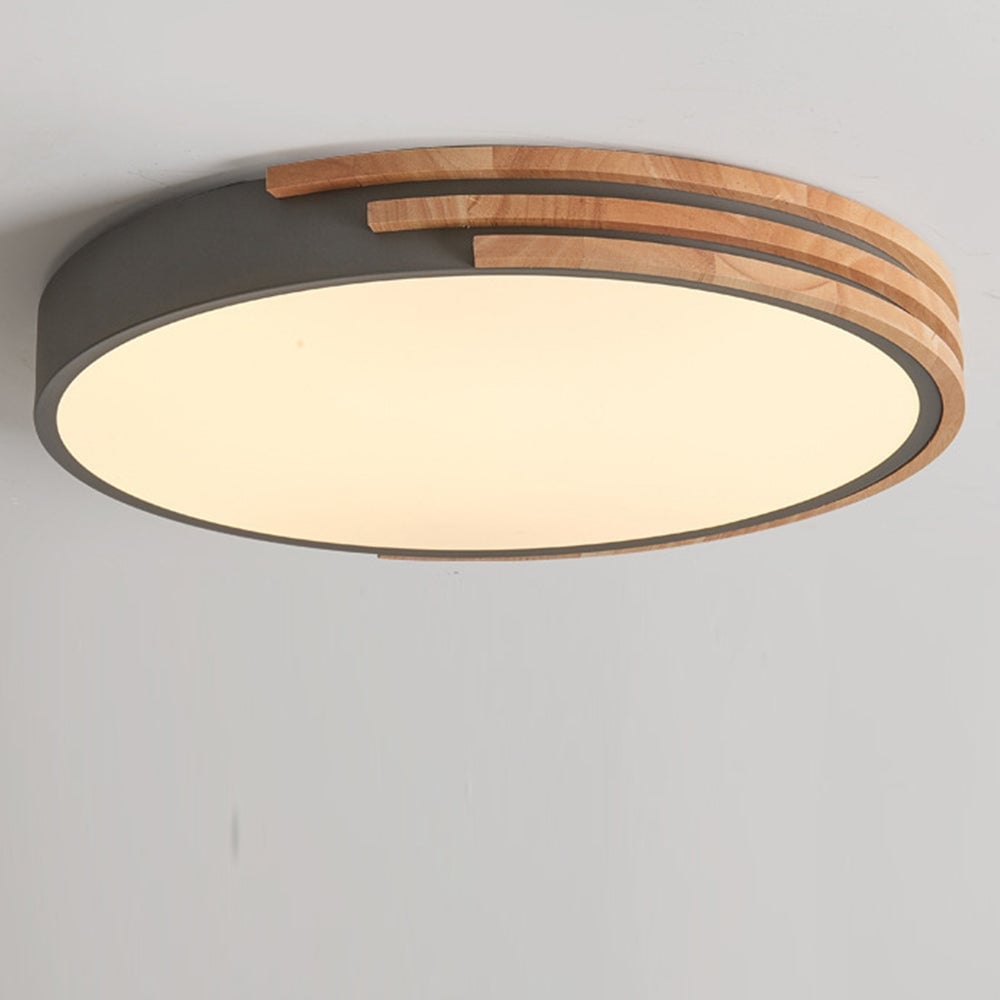 Round LED Dimmable Wood Ceiling Lamp - Lumpaz