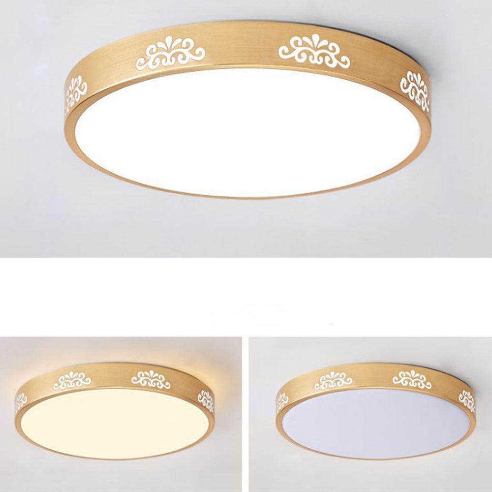 Gold Vintage Round Flush Mount Ceiling Light - Lumpaz