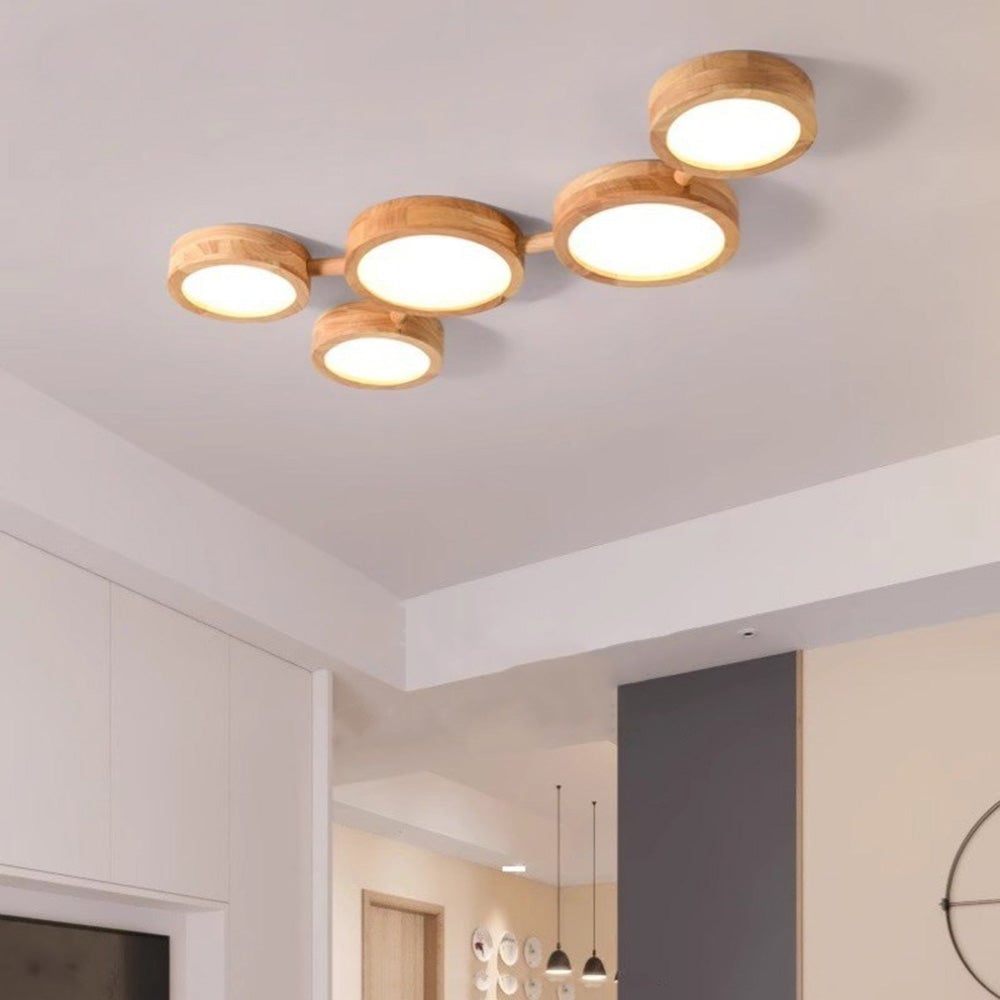 Multi-Heads Wood Retro LED Ceiling Light - Lumpaz