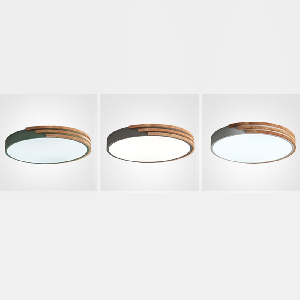 Round LED Dimmable Wood Ceiling Lamp - Lumpaz