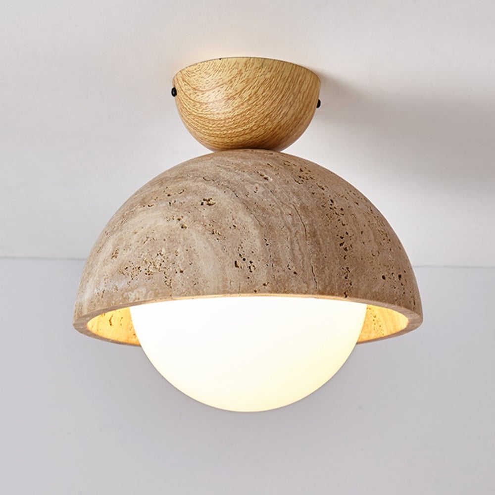 Retro Stone Industrial Yellow Ceiling Light - Lumpaz
