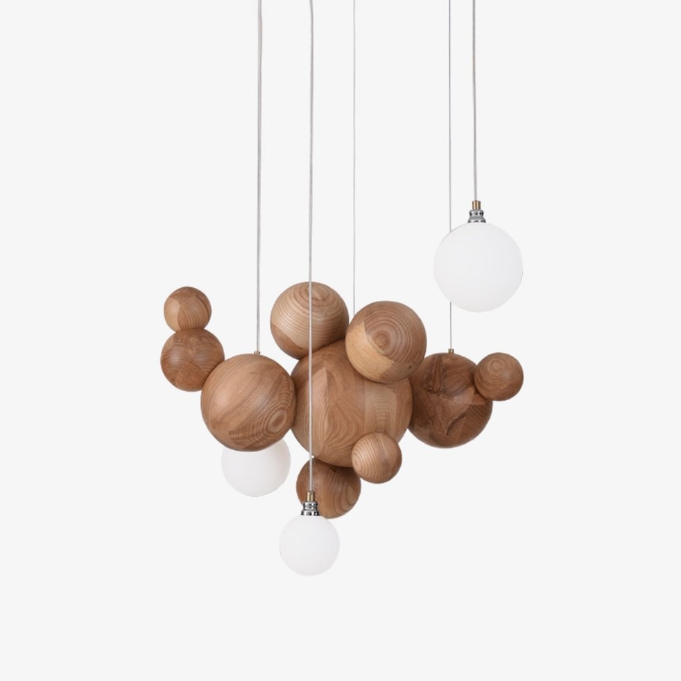 Bubble Wood Balls Chandelier - Lumpaz