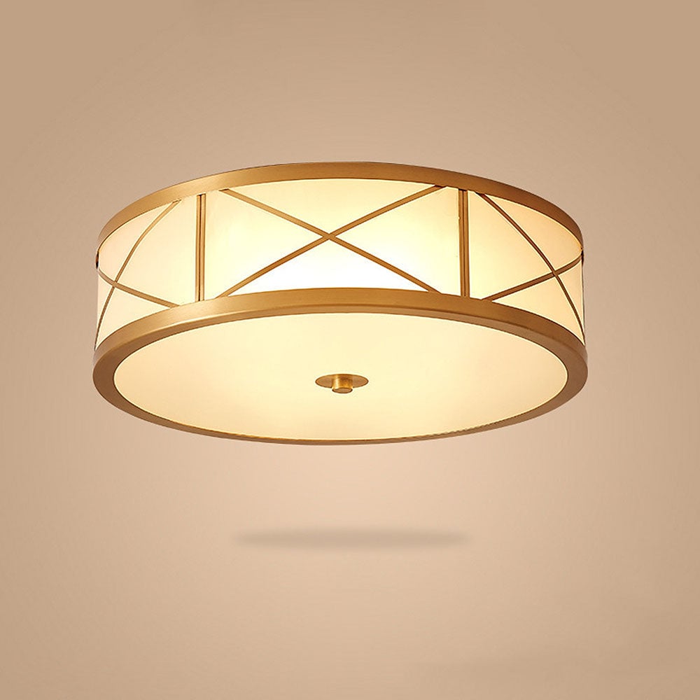 Antique Geometry Glass Drum Ceiling Light - Lumpaz