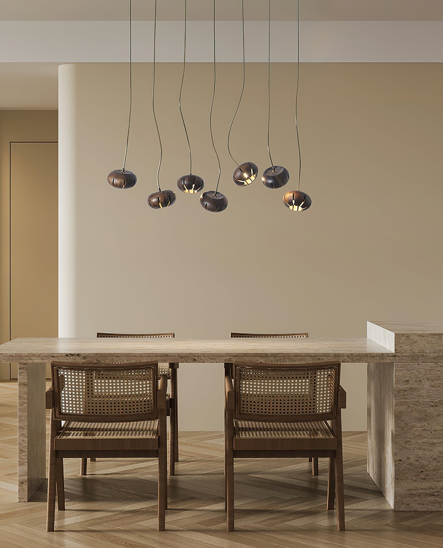 Wood Pumpkin Cluster Chandelier - Lumpaz