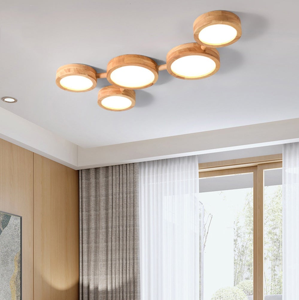 Multi-Heads Wood Retro LED Ceiling Light - Lumpaz