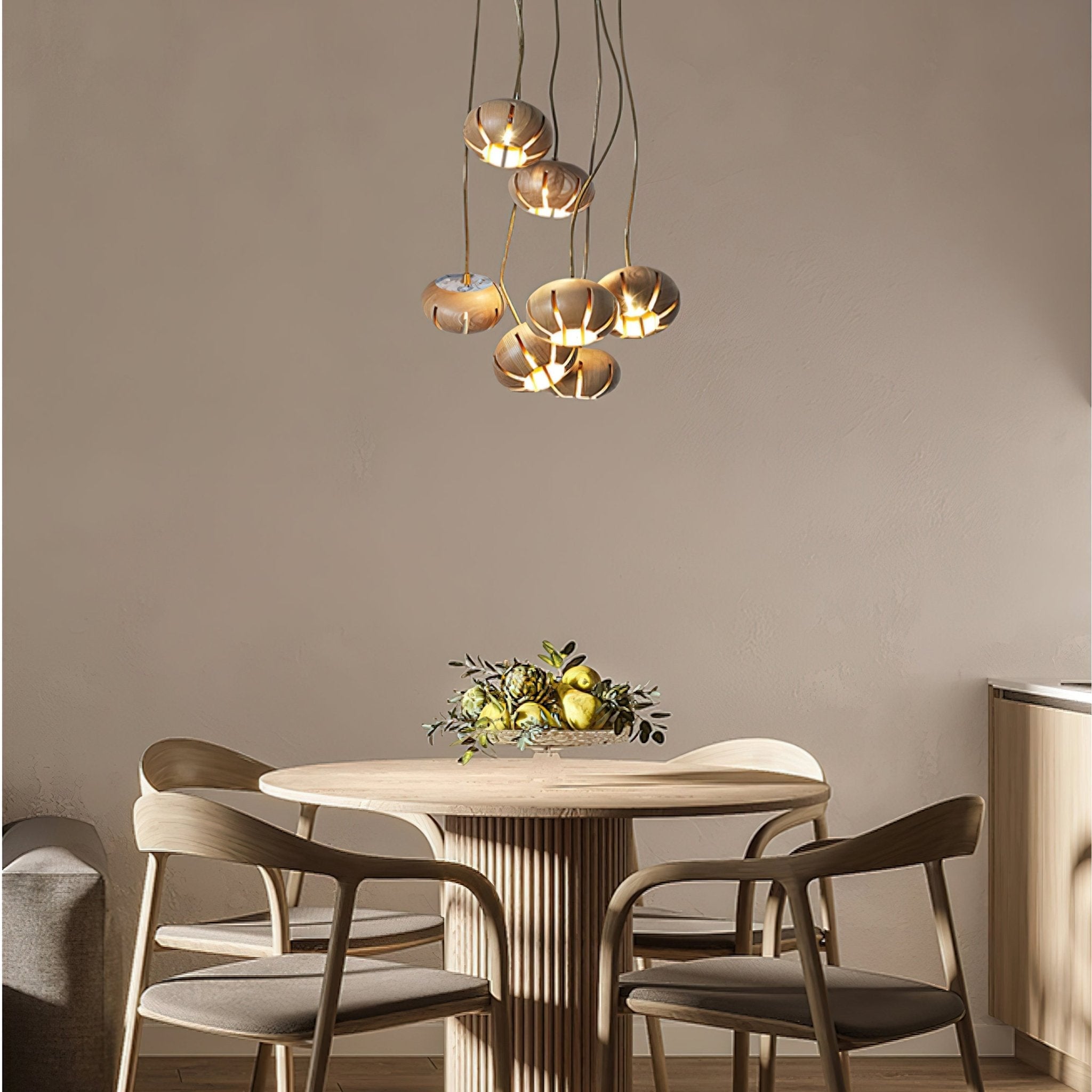 Wood Pumpkin Cluster Chandelier - Lumpaz