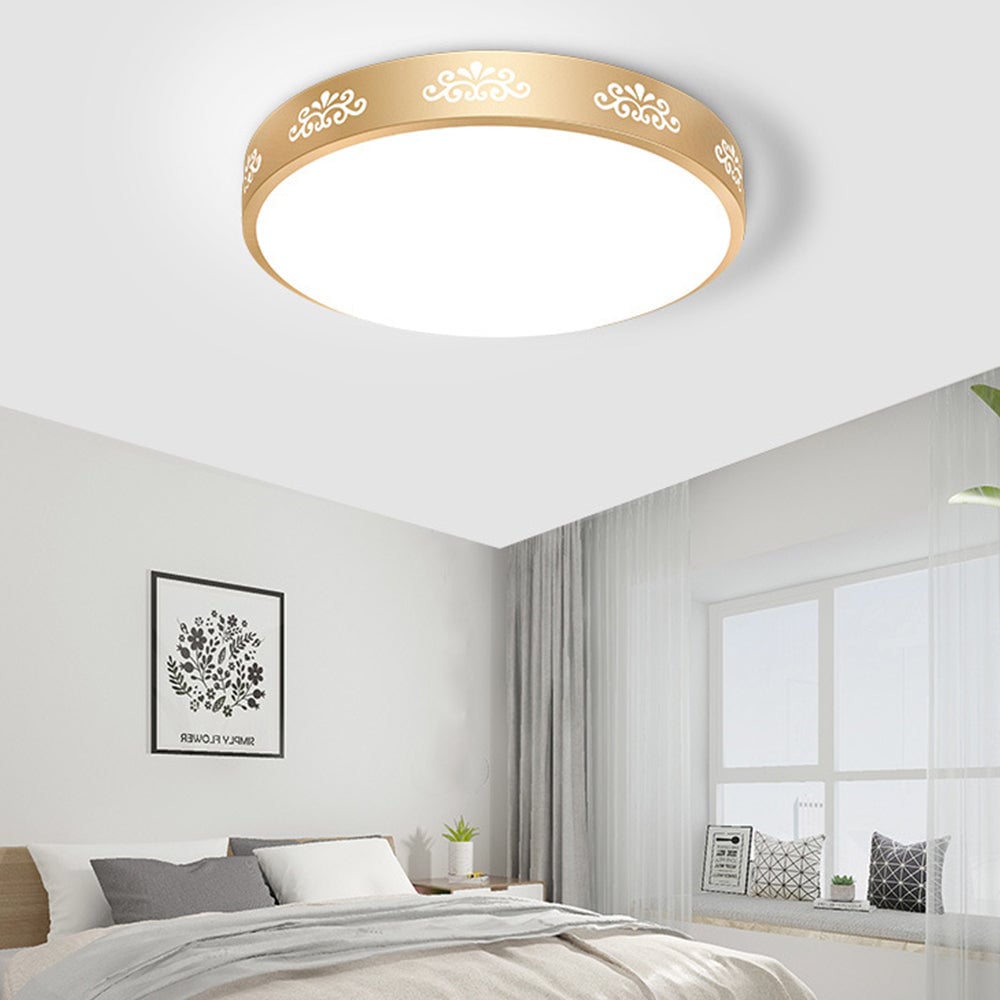 Gold Vintage Round Flush Mount Ceiling Light - Lumpaz