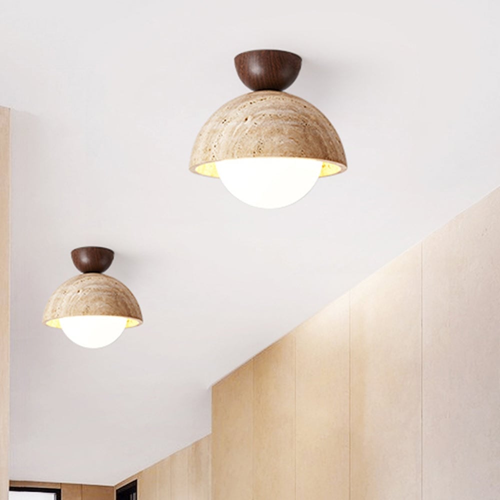 Retro Stone Industrial Yellow Ceiling Light - Lumpaz