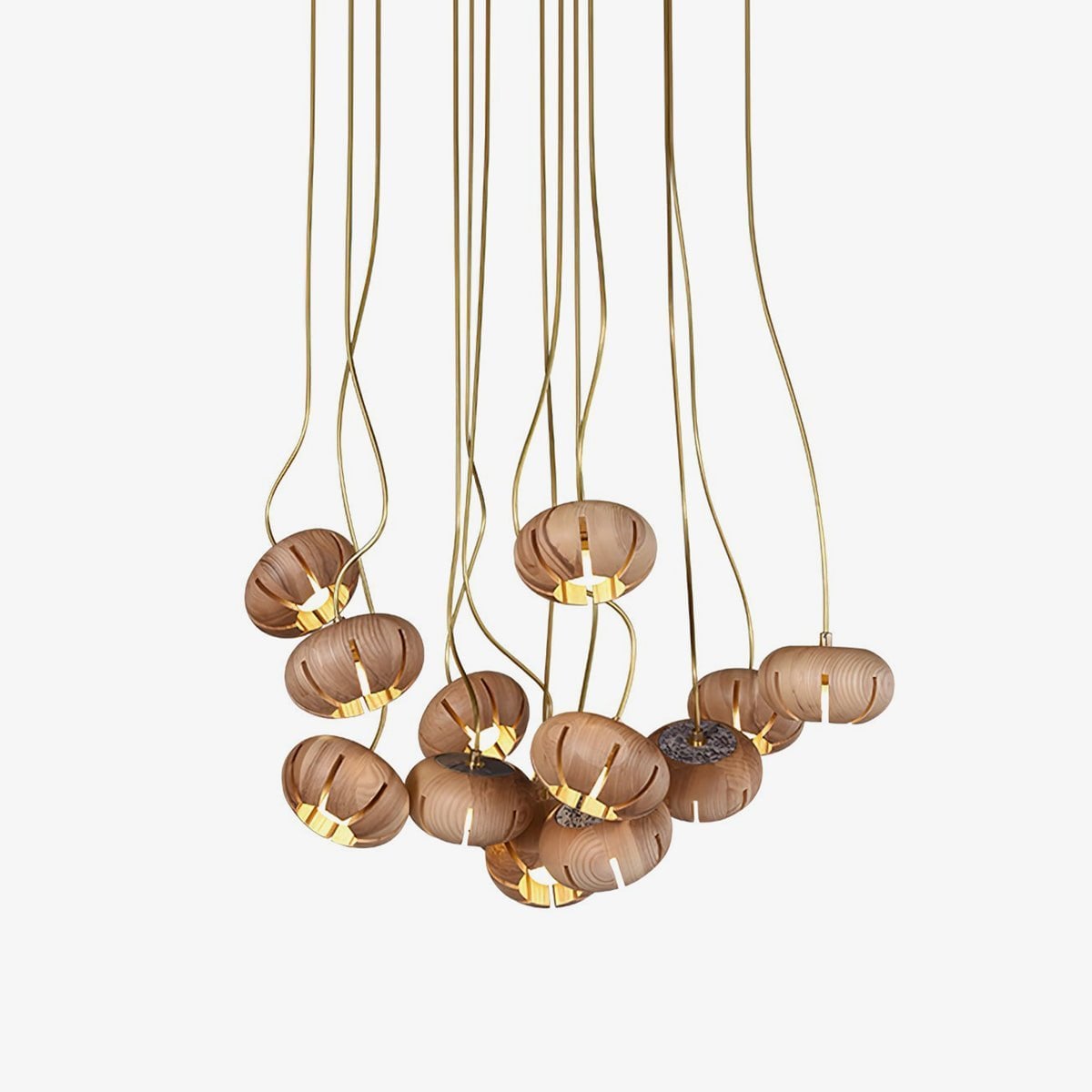 Wood Pumpkin Cluster Chandelier - Lumpaz