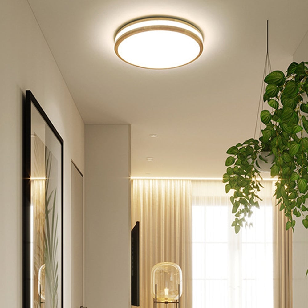 Vintage Wood Round LED Ceiling Light - Lumpaz