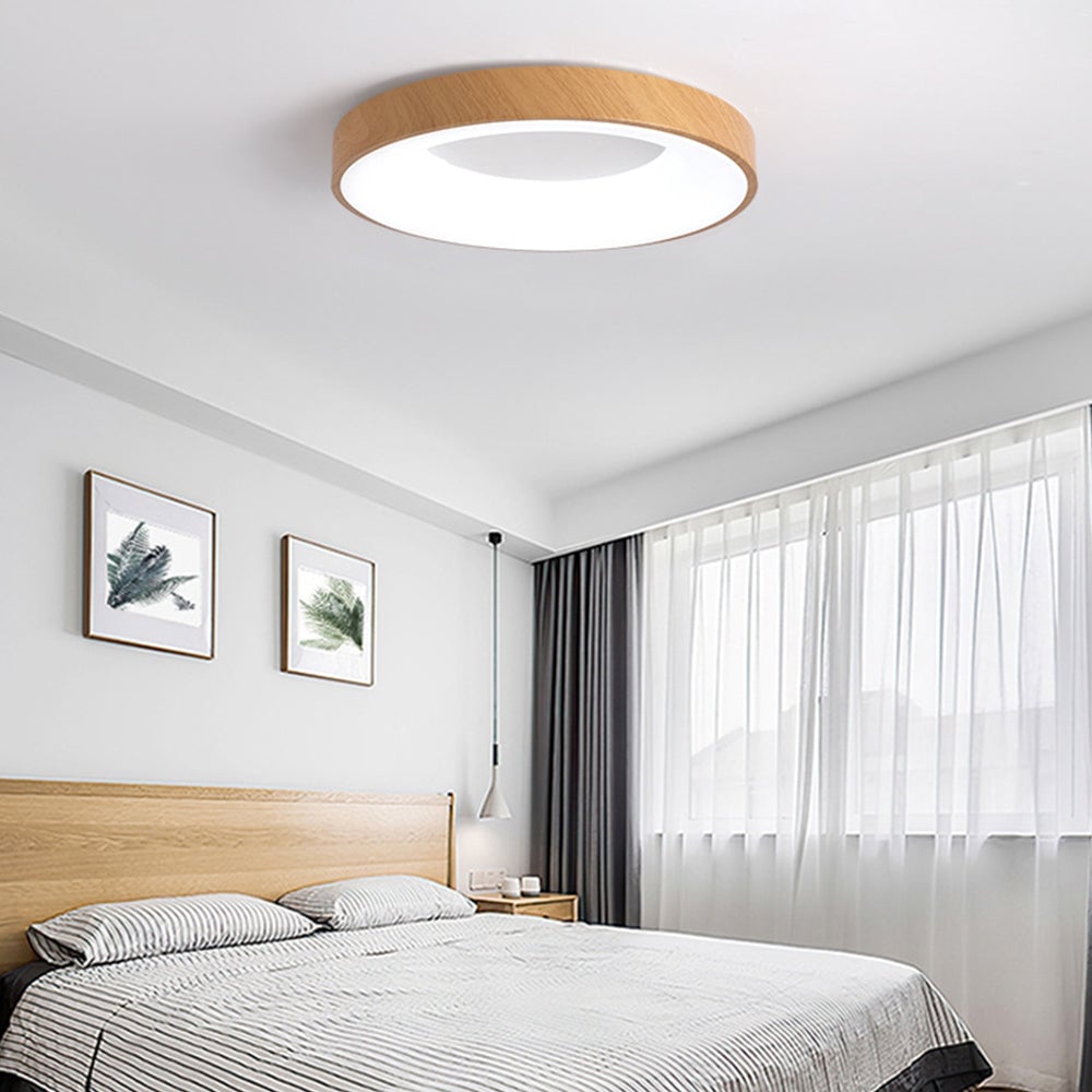 Natural Wood Round LED Ceiling Light - Lumpaz