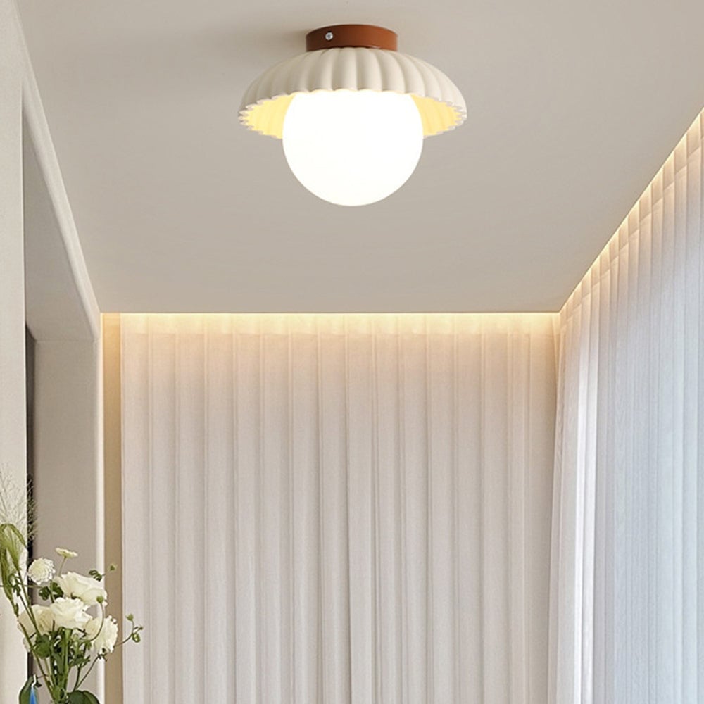 French Creamy Glass Stained Ceiling Light - Lumpaz