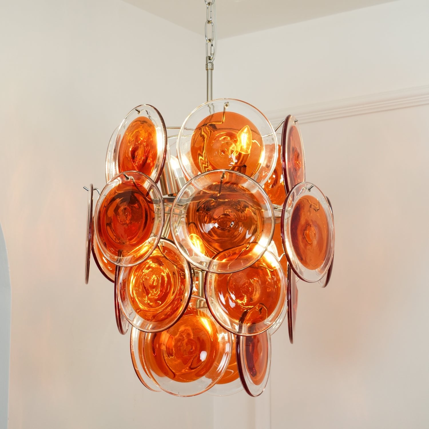 Murano Orange Disk Glass Chandelier - Lumpaz