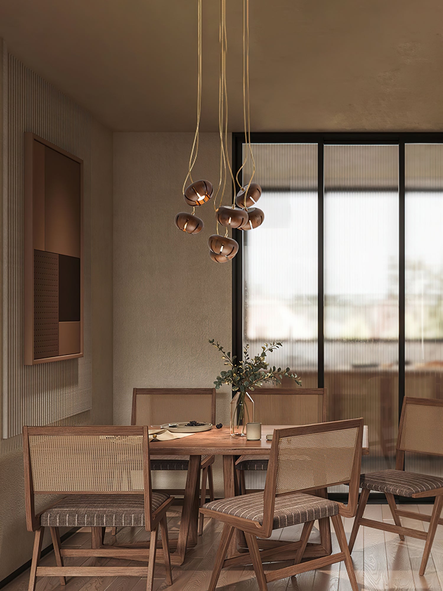 Wood Pumpkin Cluster Chandelier - Lumpaz