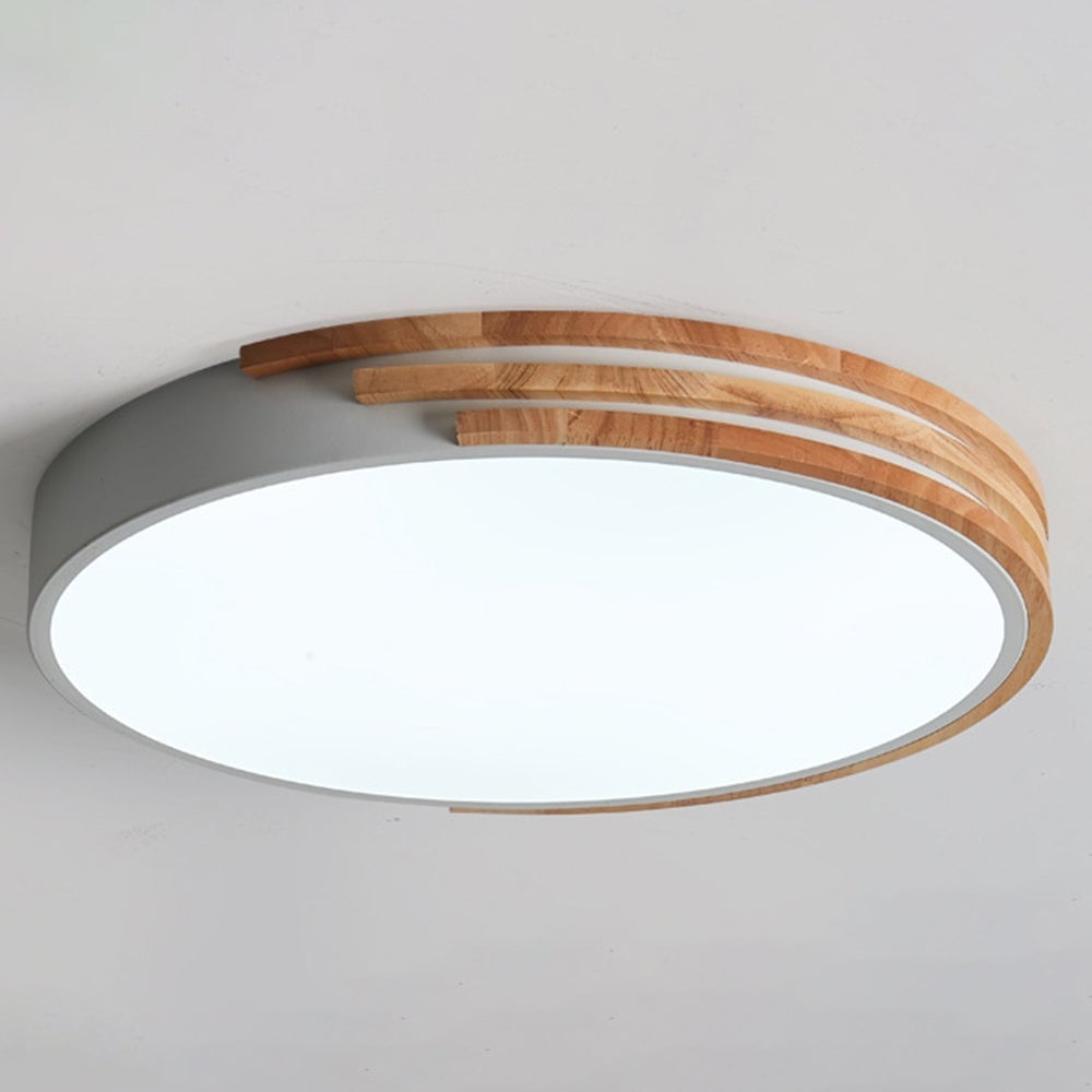 Round LED Dimmable Wood Ceiling Lamp - Lumpaz