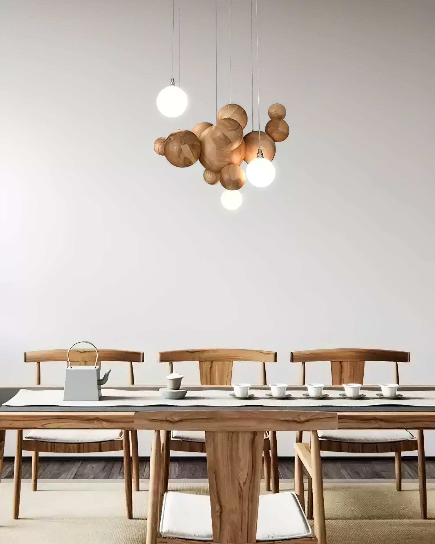 Bubble Wood Balls Chandelier - Lumpaz