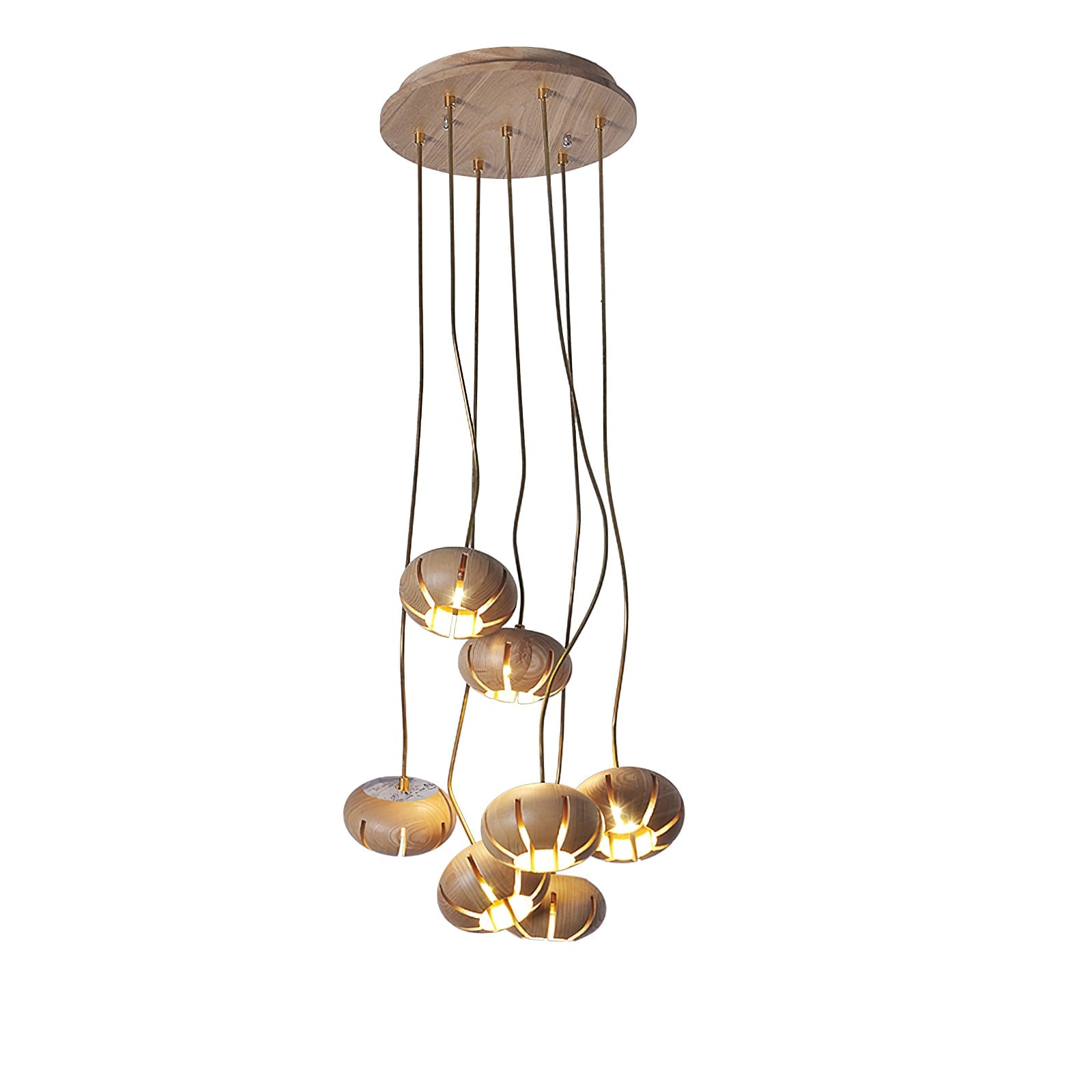 Wood Pumpkin Cluster Chandelier - Lumpaz
