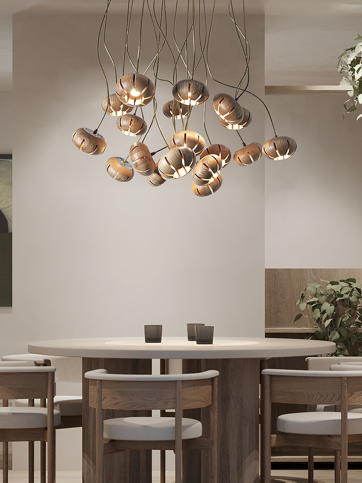 Wood Pumpkin Cluster Chandelier - Lumpaz