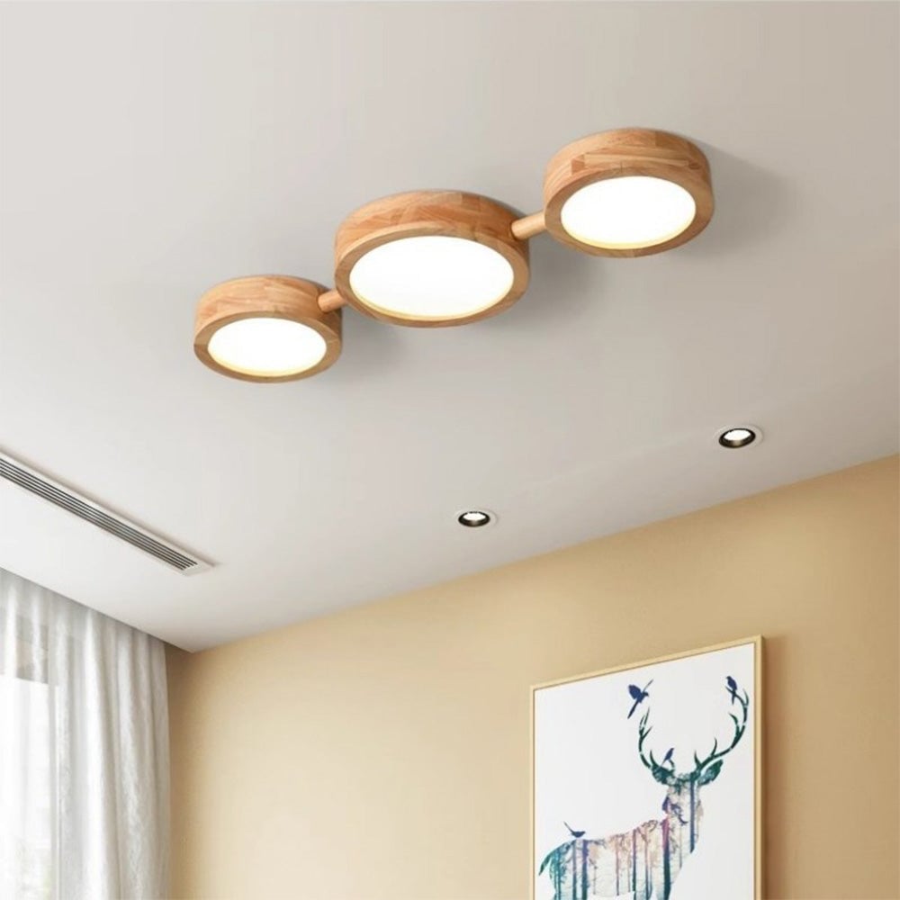 Multi-Heads Wood Retro LED Ceiling Light - Lumpaz