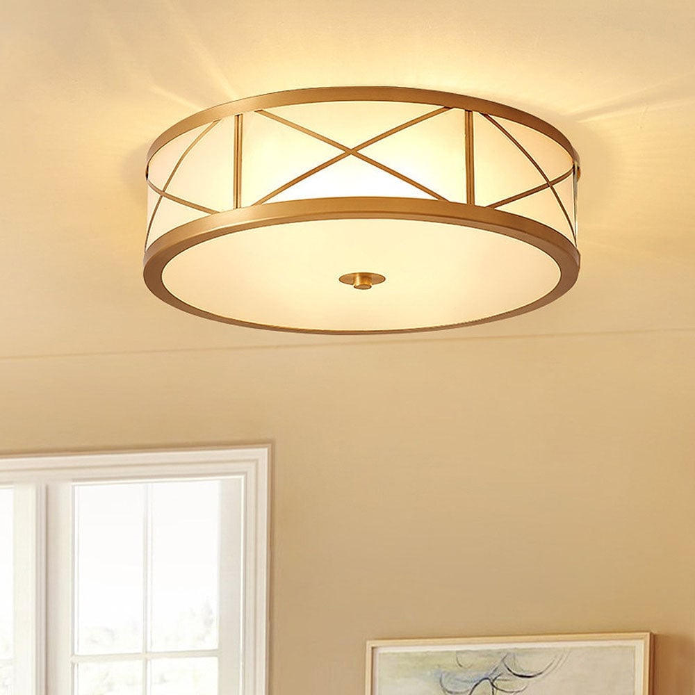 Antique Geometry Glass Drum Ceiling Light - Lumpaz