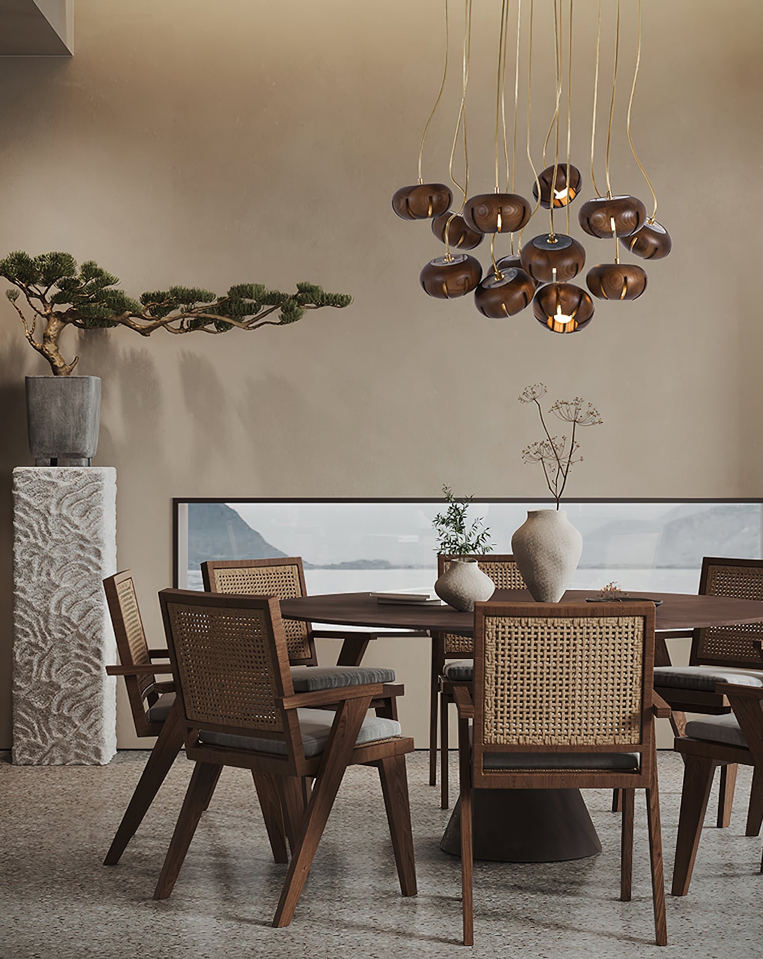 Wood Pumpkin Cluster Chandelier - Lumpaz