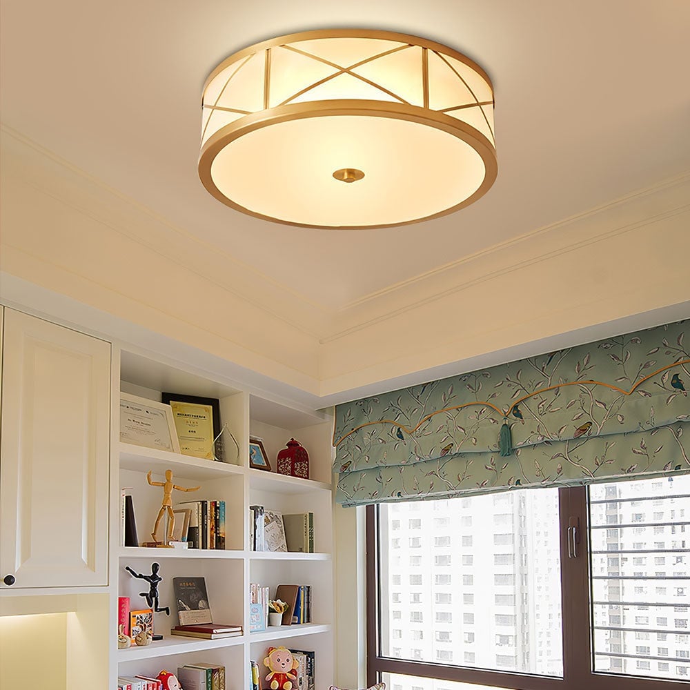 Antique Geometry Glass Drum Ceiling Light - Lumpaz