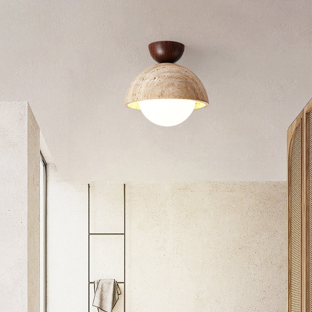 Retro Stone Industrial Yellow Ceiling Light - Lumpaz