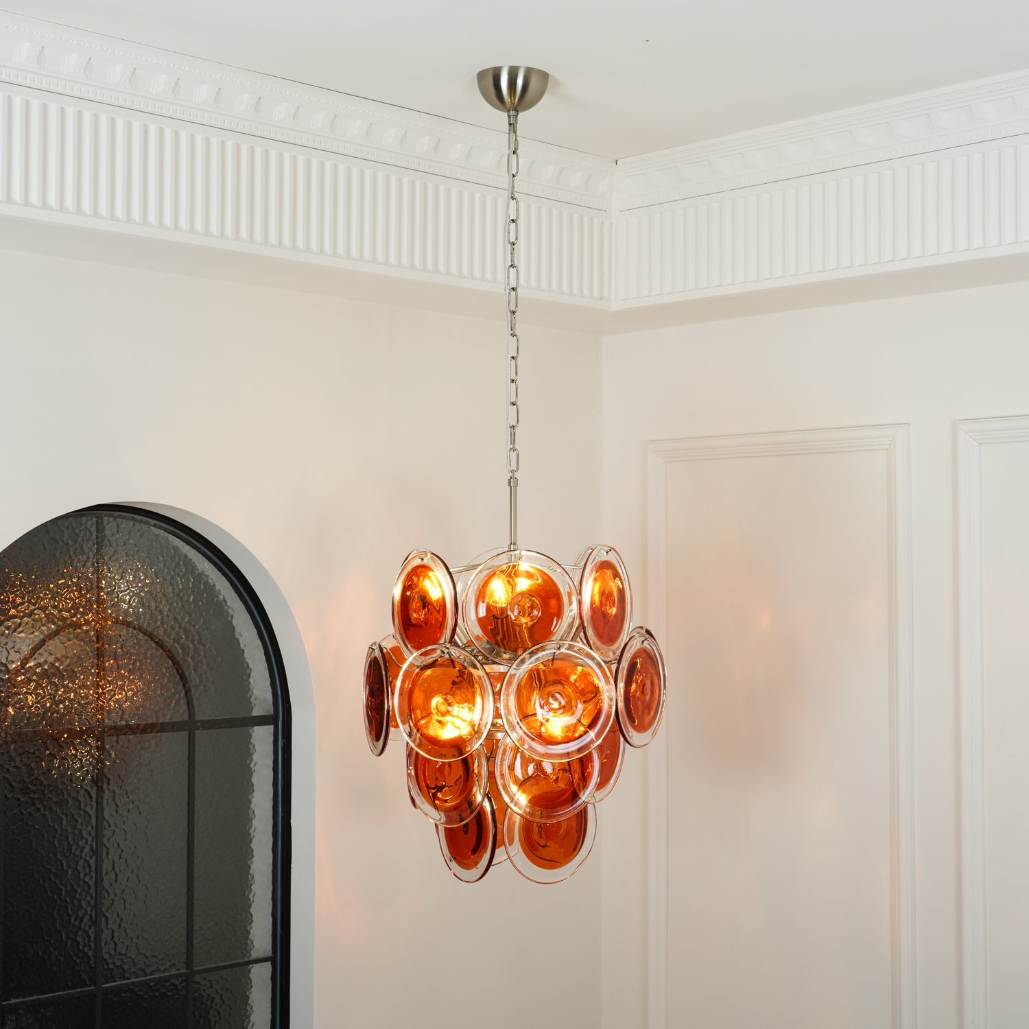 Murano Orange Disk Glass Chandelier - Lumpaz