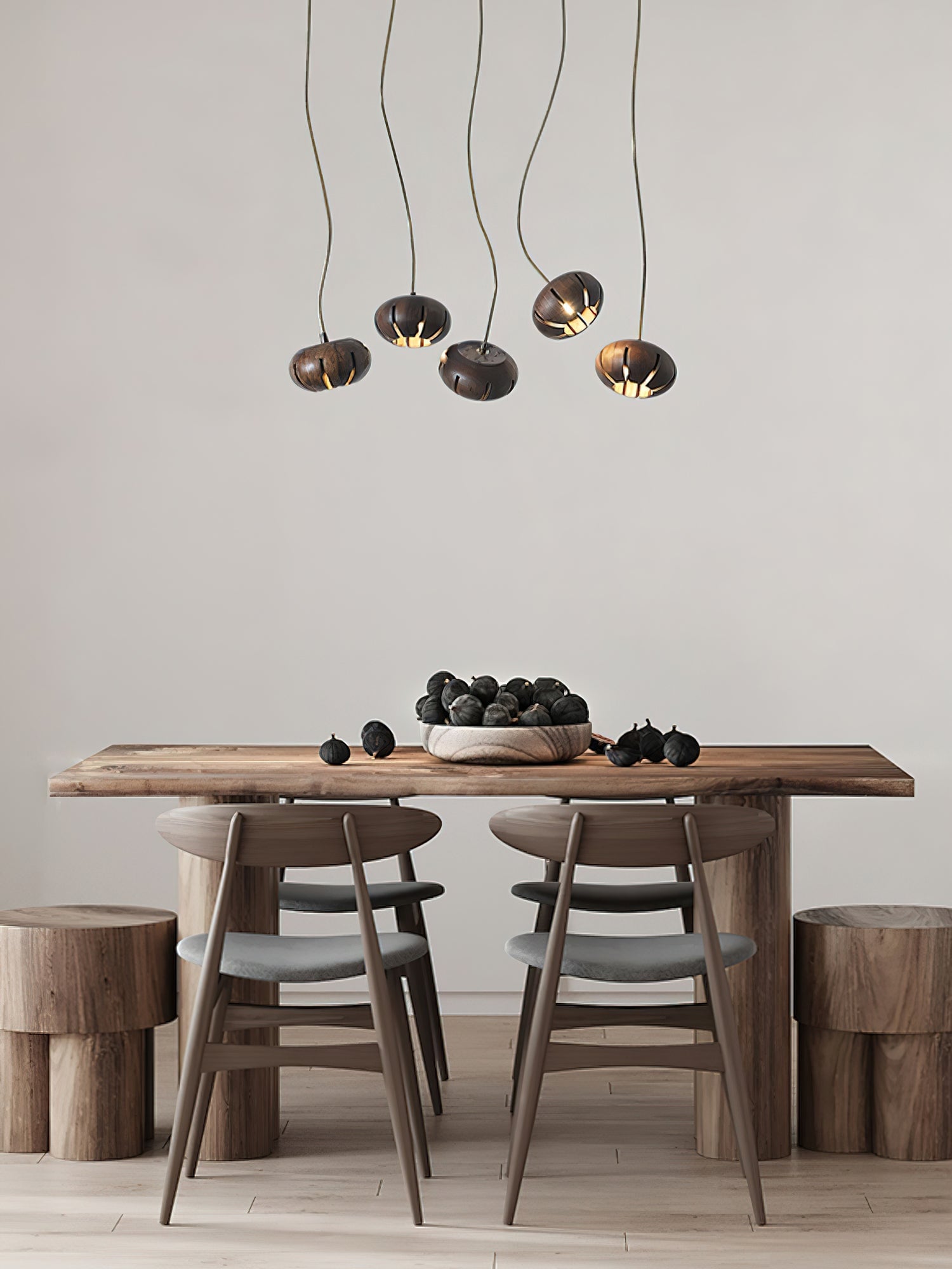 Wood Pumpkin Cluster Chandelier - Lumpaz
