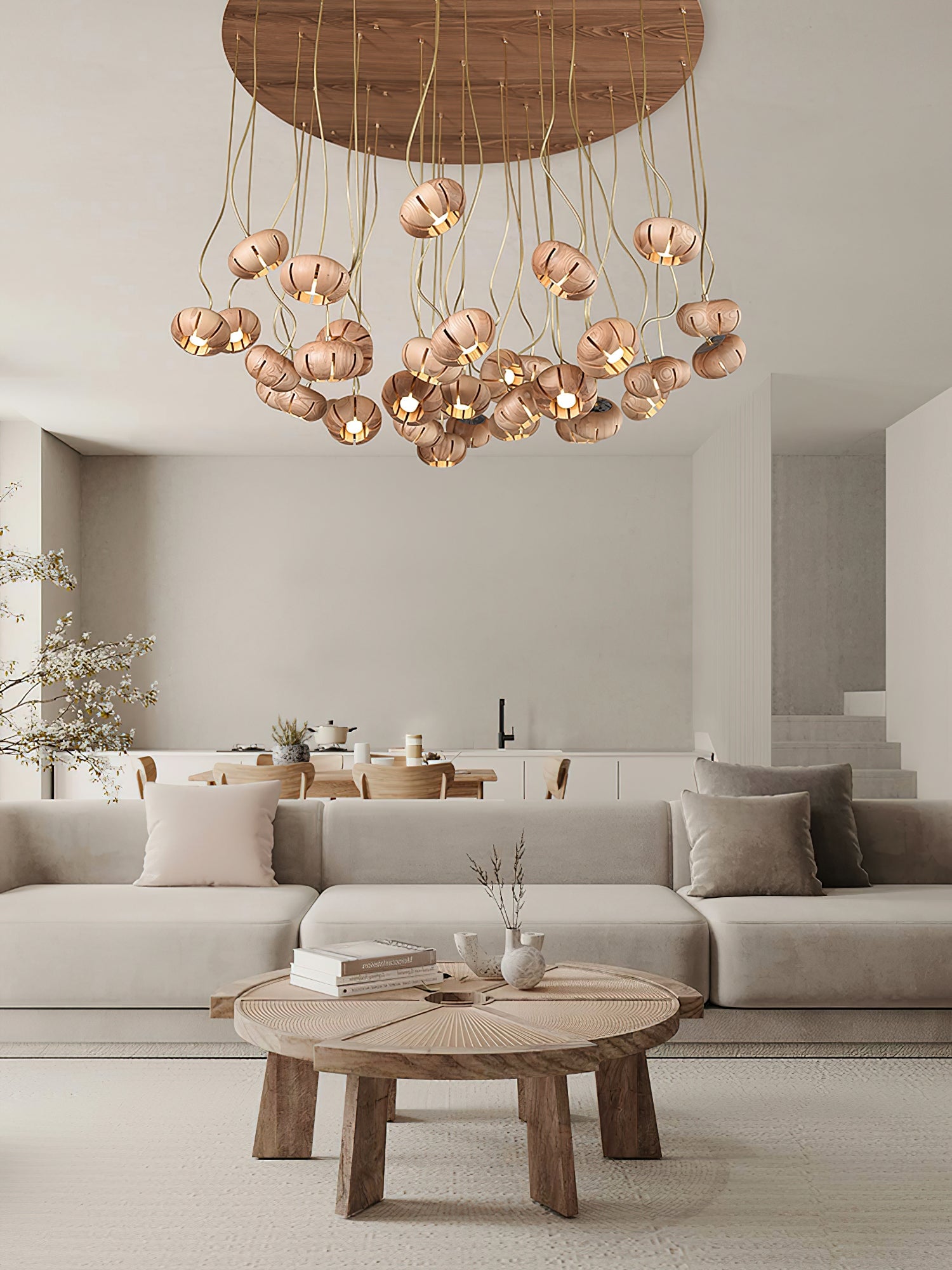 Wood Pumpkin Cluster Chandelier - Lumpaz