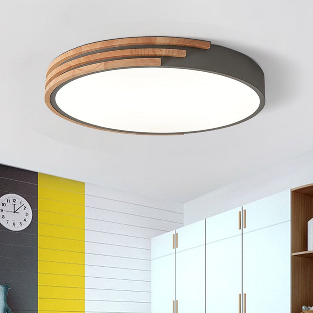 Round LED Dimmable Wood Ceiling Lamp - Lumpaz