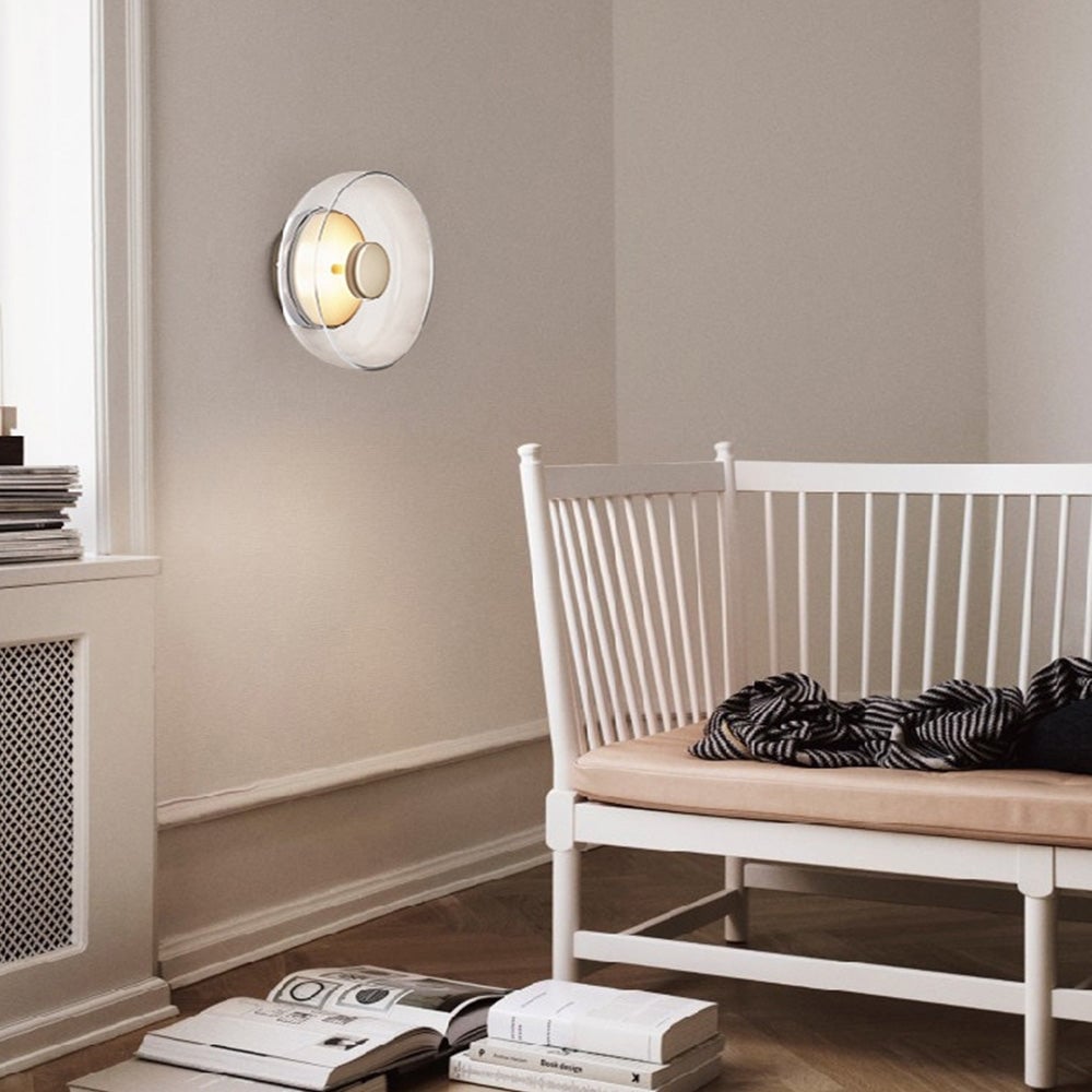 Modern Clear Round LED Glass Wall Sconce - Lumpaz