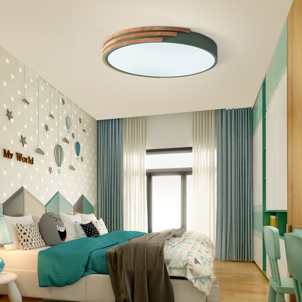 Round LED Dimmable Wood Ceiling Lamp - Lumpaz