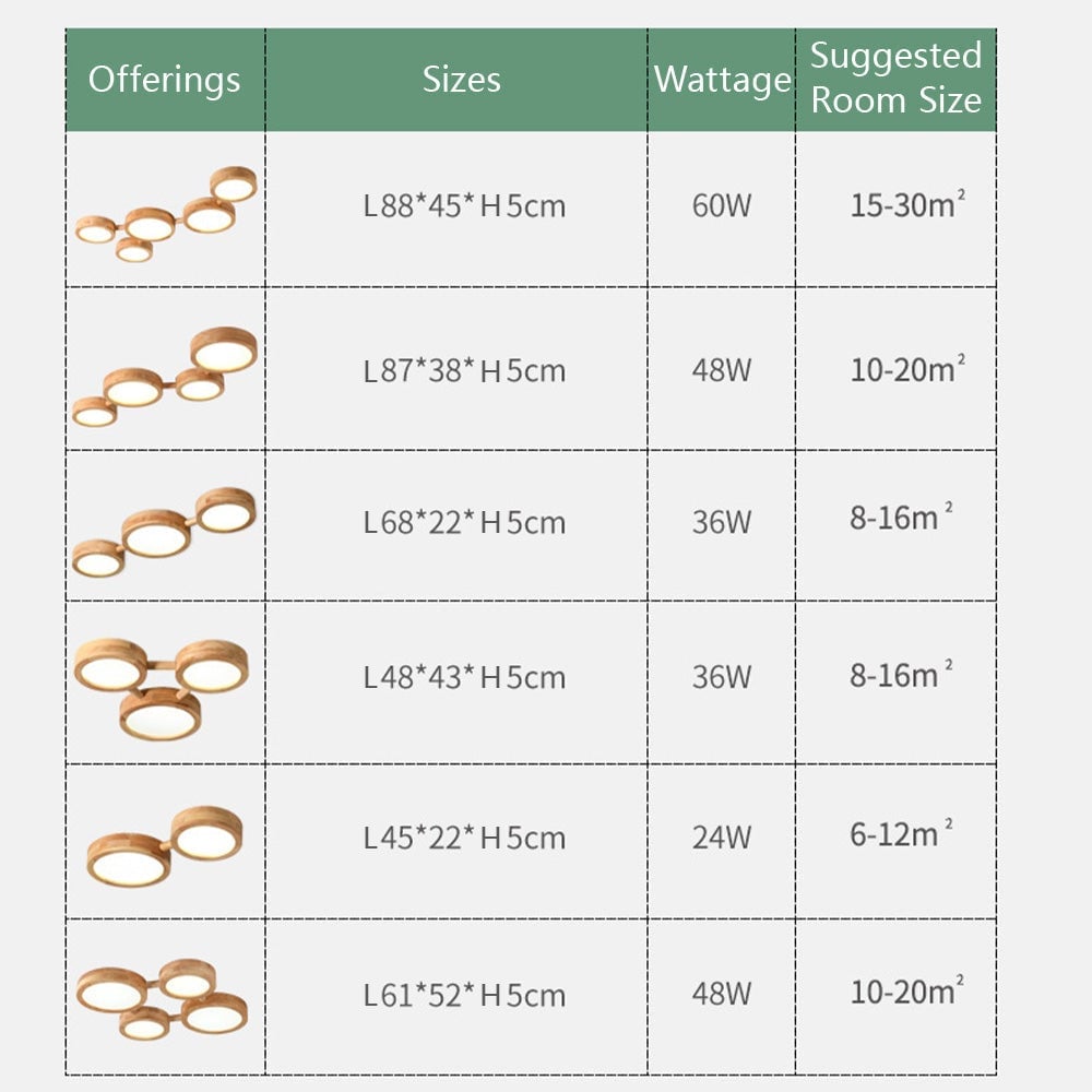 Multi-Heads Wood Retro LED Ceiling Light - Lumpaz